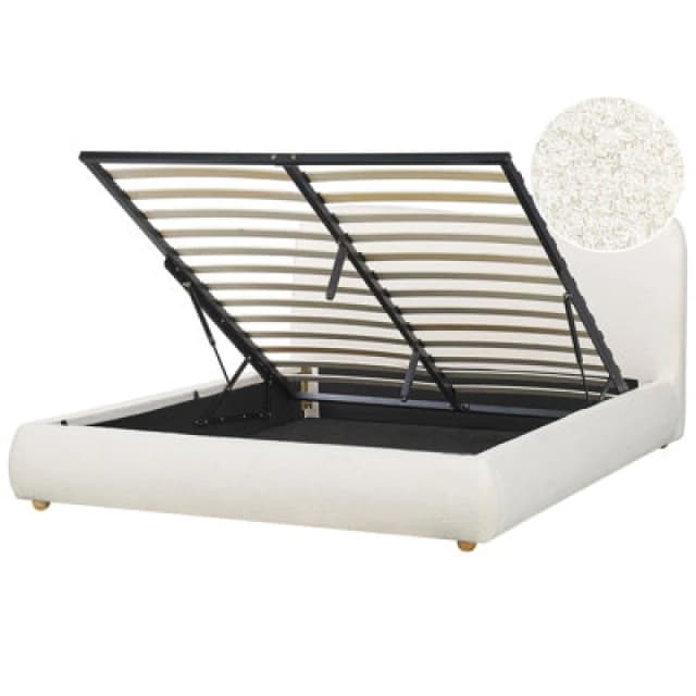 Beliani Ottoman Bed Boucle Blagnac 160 X 200 Cm (Eu King Size) Off-White