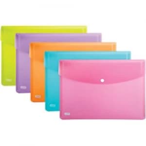 ELBA Document Wallet with Press Stud Closure Urban A4 Assorted PP Pack of 5