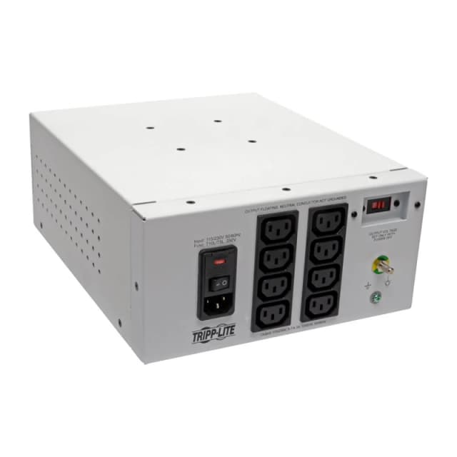 Eaton Tripp Lite IS1000HGDV Isolator Series Dual-Voltage 115/230V 1000W 60601-1 Medical-Grade Isolation Transformer, C14 Inlet, 8 C13 Outlets IS1000HG