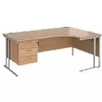 Dams International Right Hand Ergonomic Desk MC18ERP3SB 1,800 x 1,200 x 725 x 800 - 990 mm