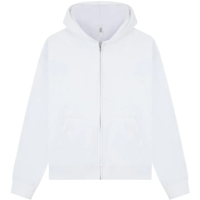 Casual Classics Mens Premium Boxy Oversized Full Zip Hoodie in White Size: 3XL White Male 3XL