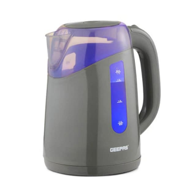Geepas 1.7L Cordless Electric Kettle Illuminating 2200W Grey