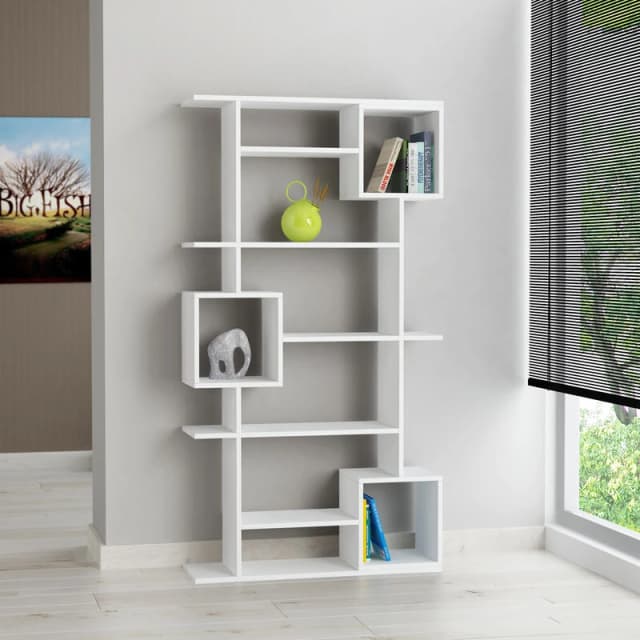 DECORTIE Decortie - Soto Modern Bookcase Display Unit Tall 173cm - White - White M.KT.02.12472.2