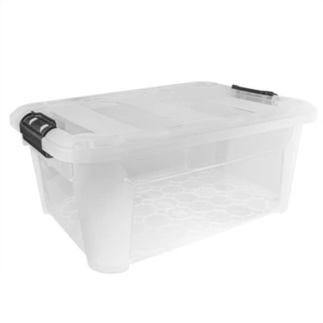 JVL Clip Lid Plastic Storage Box- 25L S/4 Hard Storage 25L Clear 39891869000