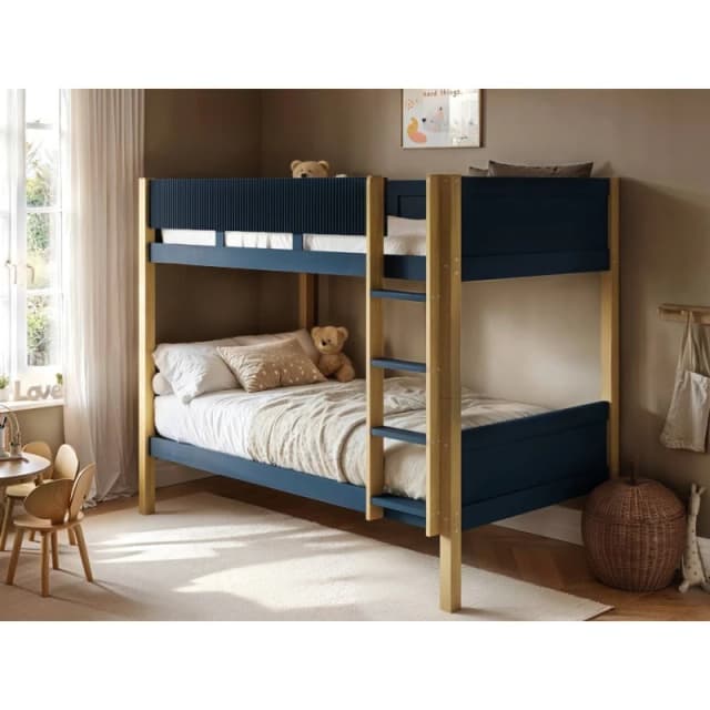 Flair Mateo Detachable Ribbed Bunk Bed in Navy Size: Single Navy Unisex Single