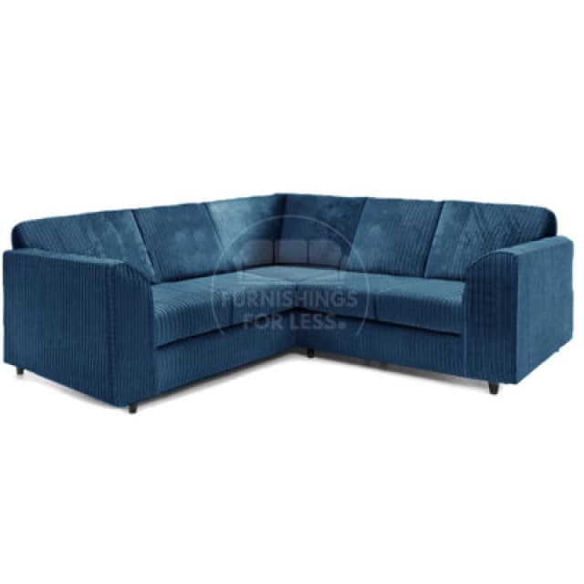 Furnishings For Less UK Ferguson Marine Blue 5 Seater Fabric Corner Sofa L Shaped Jumbo Cord - Full Back