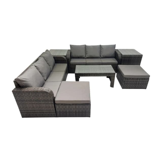 Fimous 3 Seater Sofa Coffee Table with 2 Big Footstools 2 Side Tables in Dark Grey Dark Grey Unisex