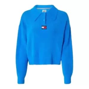 Tommy Jeans Tjw Bxy Crop Furry Polo Sweater - Blue