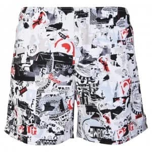 Hugo Boss Printed Technical Fabric Swim Shorts White/Black Size L Men