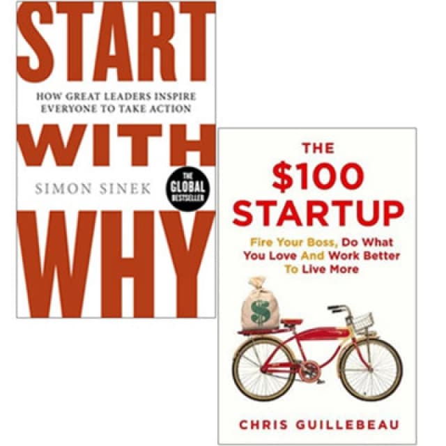 Pan Macmillan Start With Why By Simon Sinek & The 100 Startup By Chris Guillebeau 2 Books Collection Set