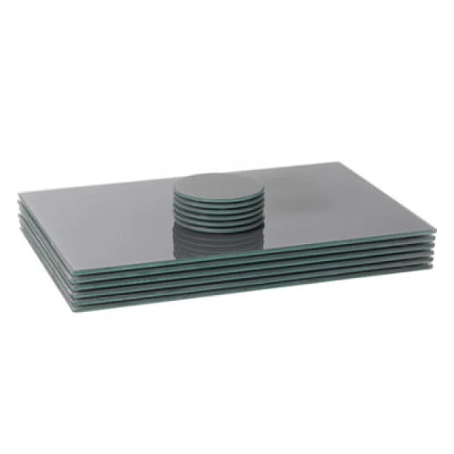 Harbour Housewares 12Pc Glass Placemats & Round Coasters Set - 40 X 30Cm Grey Dining Table Protection Place Mats & Coasters