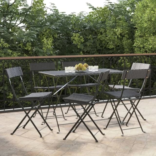 VIDAXL Folding Bistro Chairs 6 pcs Black Poly Rattan and Steel Vidaxl 8720845666088