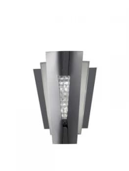Flush Wall Lamp 2 Light Stainless Steel, Crystal
