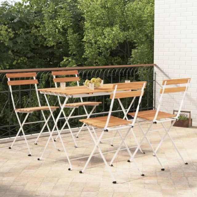 VIDAXL 5 Piece Folding Bistro Set Solid Wood Acacia and Steel Vidaxl 8720845665951