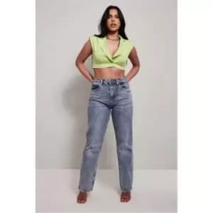 I Saw It First Mid Wash Straight Leg Jeans - Blue