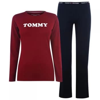Tommy Bodywear Logo Pyjama Set - Rhub/NavyBlazr