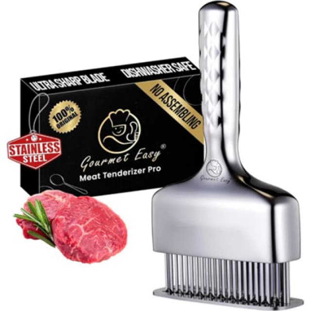 Gourmet Easy Stainless Steel Meat Tenderizer Tool With Long Handle - Silver