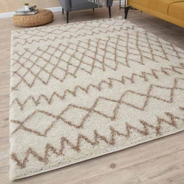 THE RUGS Soft Tangier Shaggy Rugs & Runners Ivory & Beige Living Room Size: 80cm x 300cm Ivory Unisex 80cm x 300 cm