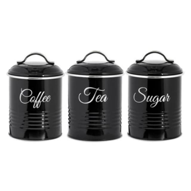 Innoteck Essentials Tea, Coffee, Sugar Set Of 3 Canister In High Gloss Black