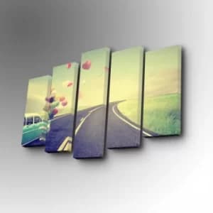 5PUC-126 Multicolor Decorative Canvas Painting (5 Pieces)