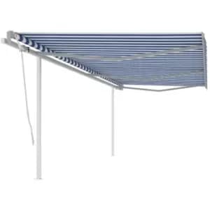 Vidaxl - Manual Retractable Awning with Posts 6x3 m Blue and White Blue