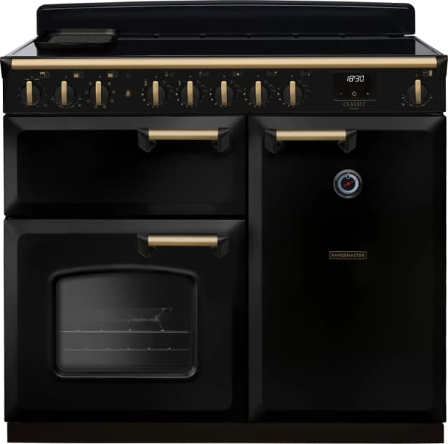 Rangemaster CLDL100EIPGBL/AB1 Classic Deluxe 100cm Induction Range Cooker Antique Brass Trim 18309 - BLACK CLDL100EIPGBL/AB1