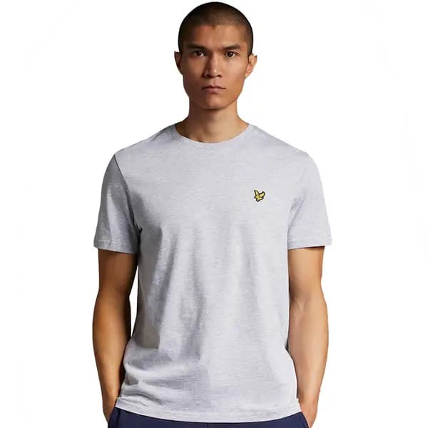 Lyle & Scott Mens Plain Regular Fit Cotton T Shirt S - Chest 36-38' (91-96cm) LIGHT GREY MARL LYL114-D24-S
