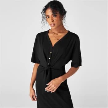 Biba Tie Front Jersey Dress - Black
