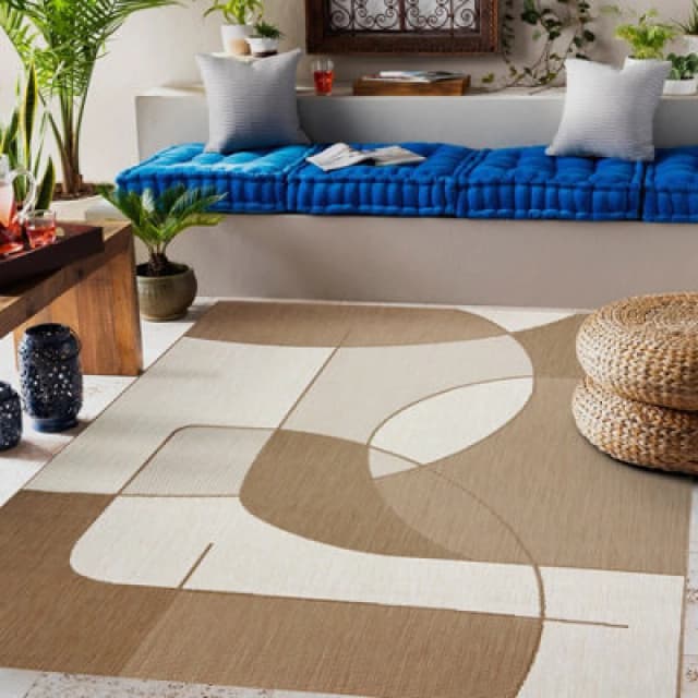 RugsX Flat 48982265 Sisal Carpet Geometric - Natural Beige Straw Color, String 80X150 Cm