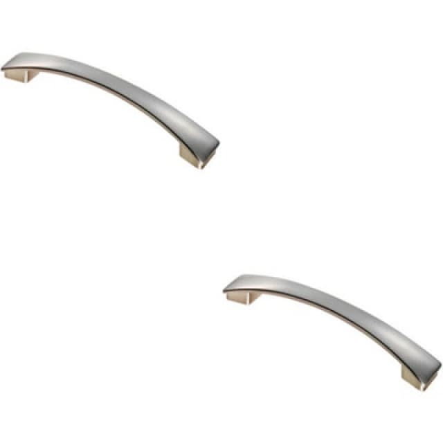 Loops 2x Curved Bow Pull Handle 183 x 26mm 160mm Fixing Centres Satin Nickel Metallics unisex