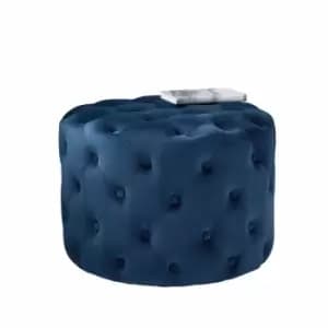 Native Home & Lifestyle Mystique Blue Tufted Velvet Pouffe