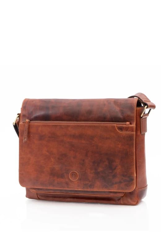 PRIMEHIDE 'Orion' Leather Mens Messenger Bag Tan