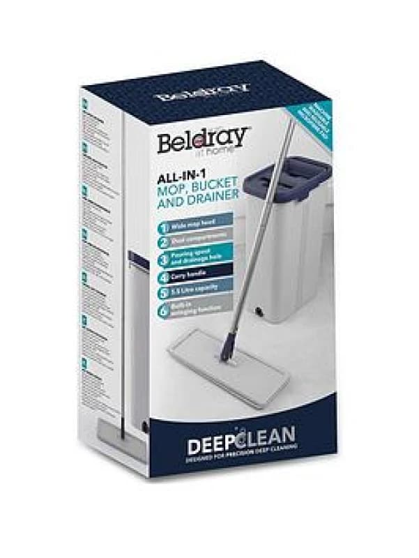 Beldray Deep Clean Flat Mop & Bucket Set Grey W67FY Unisex