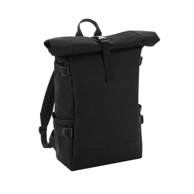 Bagbase Mens Block Roll Top Backpack in Black Male