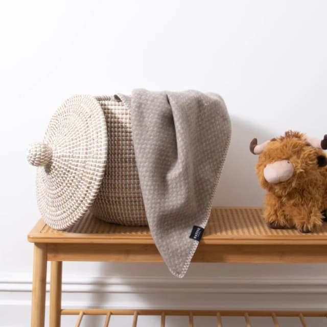 Native Natural Hoop Pattern Baby Beige Wool Blanket Size: Small Beige Unisex Small