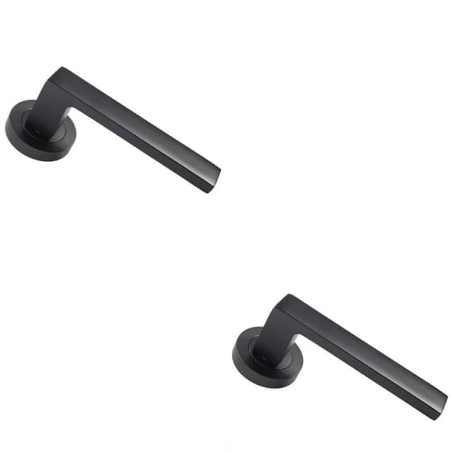 Loops 2x PAIR Straight Square Handle on Round Rose Concealed Fix Matt Black Finish Black