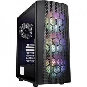 Thermaltake Versa J24 TG ARGB Midi tower PC casing Black 3 built-in LED fans, Built-in LED fan, Window