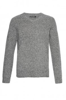 Mens French Connection Lambswool Elbow Patch Jumper Black Grey