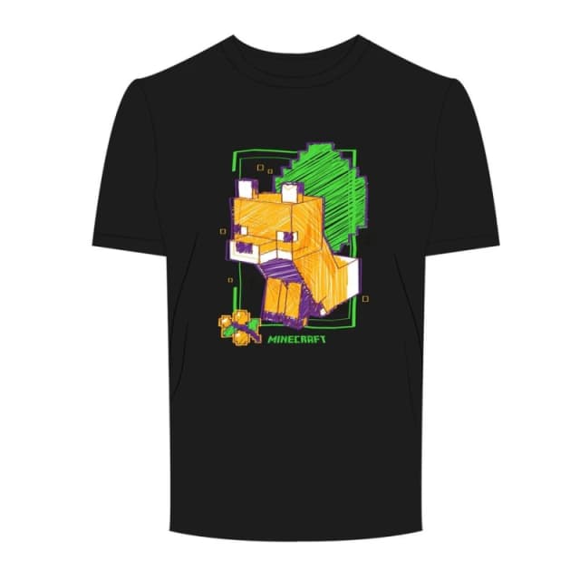 Minecraft Mens Foxy T-Shirt in Black Size: 2XL Black Male 2XL