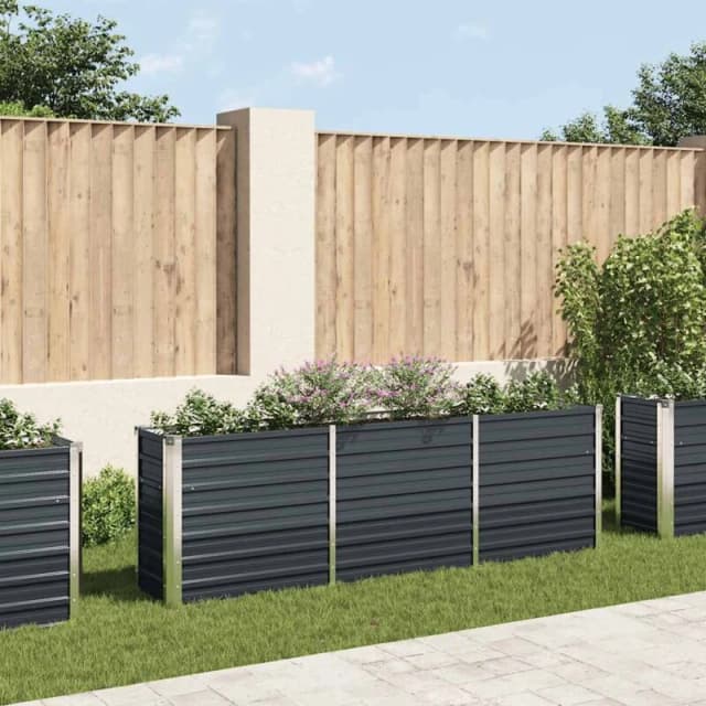 vidaXL Garden Raised Bed Galvanised Steel Anthracite Outdoor Patio Planter Pot