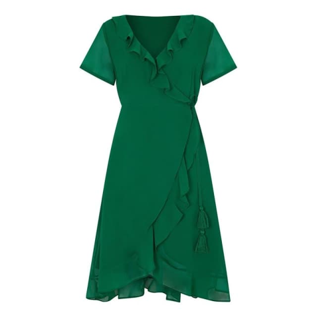 Yumi Yumi Green Frill Wrap Dress Green 8