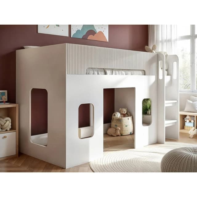 Flair Lino Playhouse Mid Sleeper Bed in White Size: Single White Unisex Single