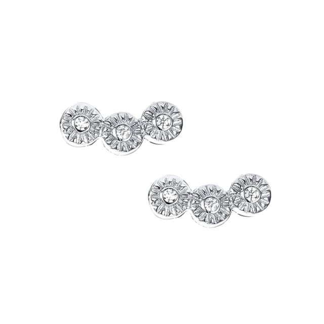 Jewelco London Sterling Silver CZ Trilogy Illusion Set Stud Earrings - RE40124 Silver female
