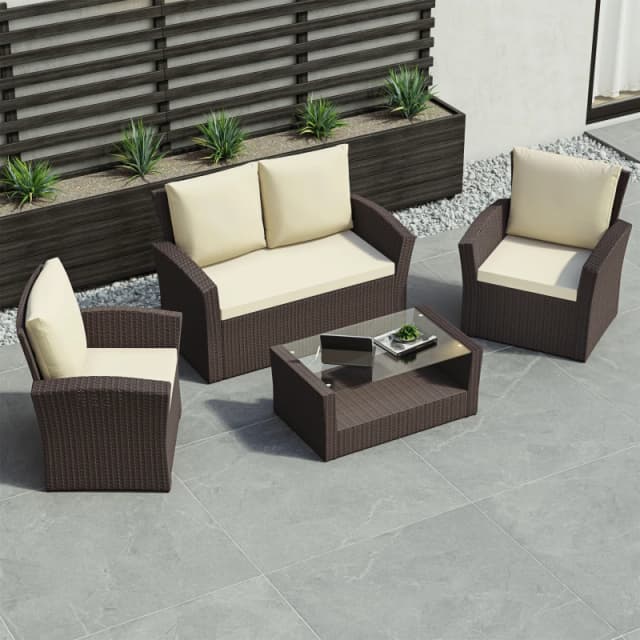 Lassic Garden Vida Mylor 4 Seater Rattan Set + Cover Brown unisex One Size