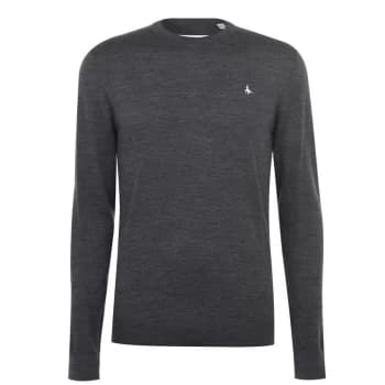 Jack Wills Aintree Merino Wool Crew Knitted Jumper - Dark Grey