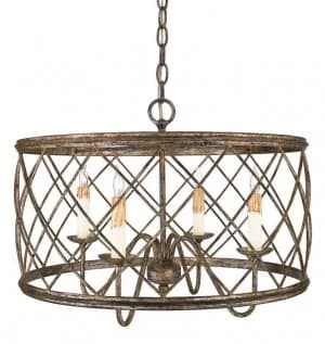 4 Light Cage Ceiling Pendant Century Silver Leaf, E14