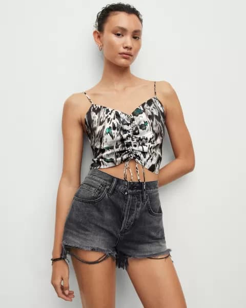 AllSaints Alexia Ines Silk Blend Drawstring Top