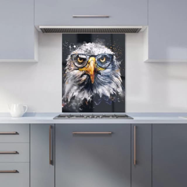 Warren Reed Designer Eagle In Glasses Splashart Kitchen Splashback