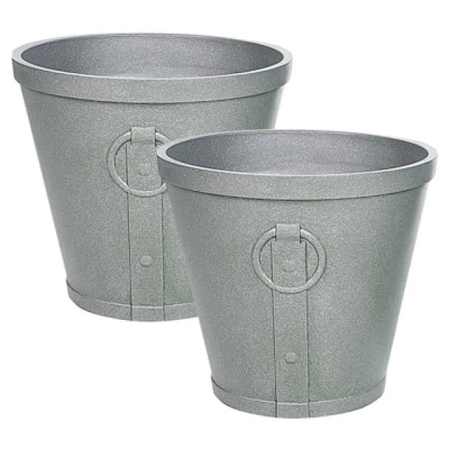 Beliani Rustic Plant Pot Vari 41cm Grey