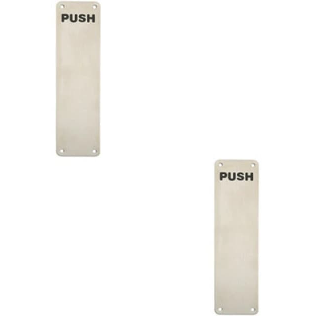 Loops 2x Push Engraved Door Finger Plate 300 x 75mm Satin Stainless Steel Push Plate Metallics